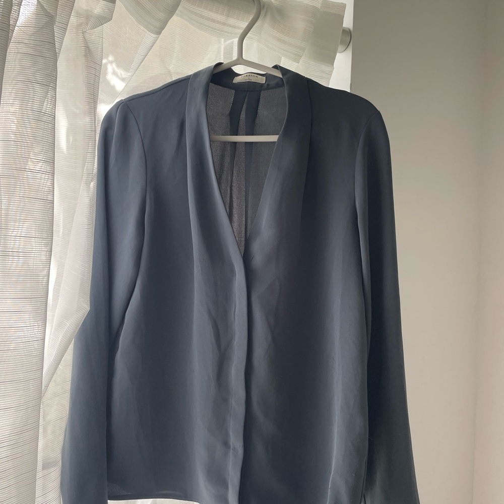 Aritzia Black Blouse Minimalist Design
